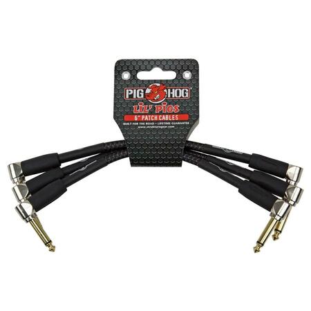 ACE PRODUCTS GROUP Lil Pigs Vintage 6 in. Patch Cables, Black Woven, 3PK PHLIL6BK